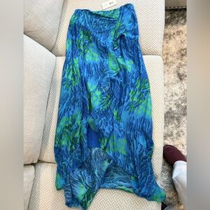 Ramy Brook NWT Blue and Green Silk Skirt. Size 4.